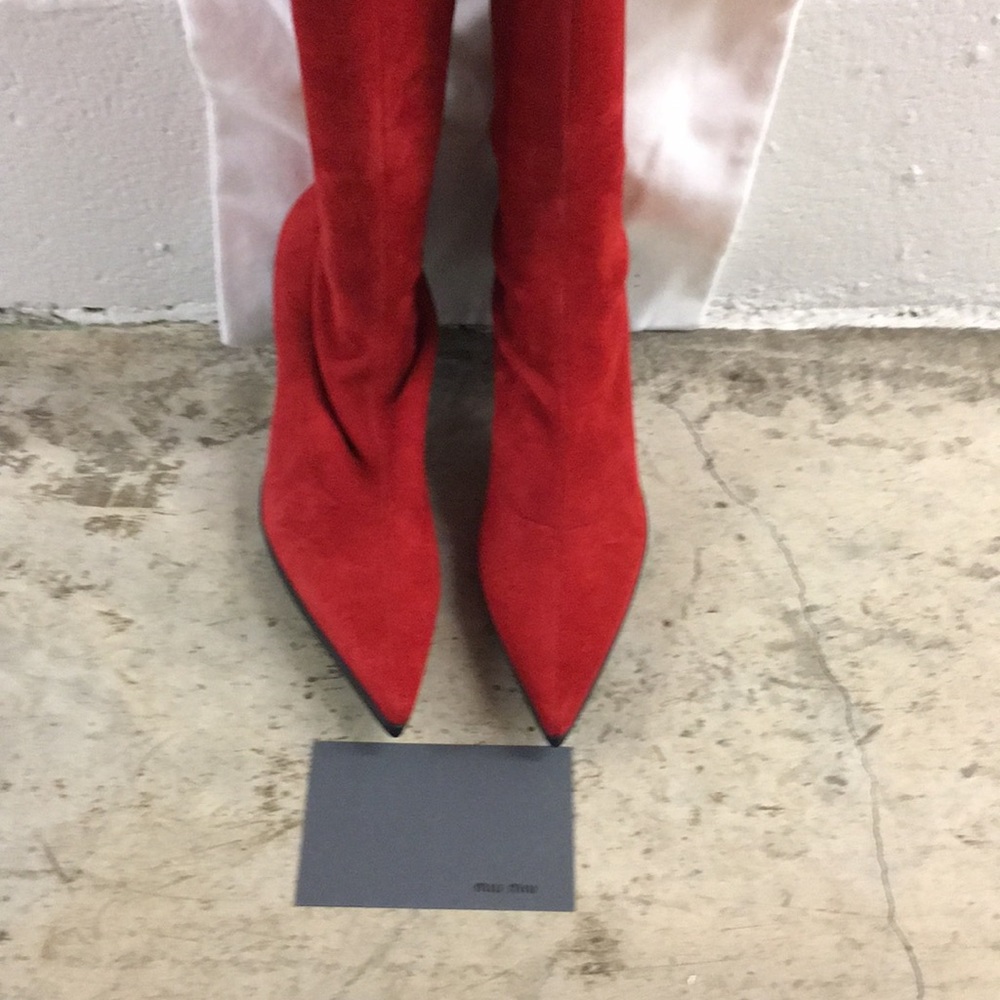 Miu Miu Red seude boots